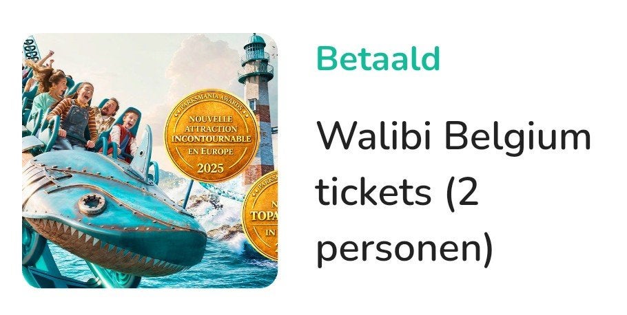 2 tickets for Walibi Belgium, Twee personen, Ticket of Toegangskaart