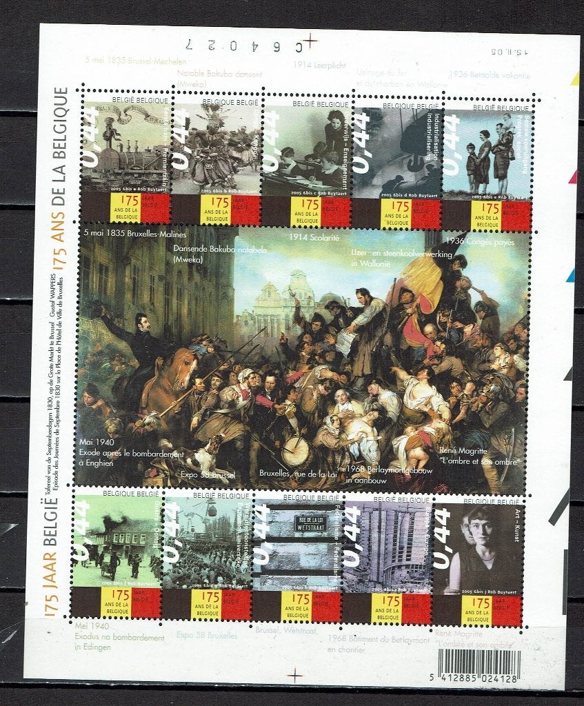 postzegels België 175 jaar België Michel 3405/14, Frankeerzegel, Ophalen of Verzenden, Postfris, Overig