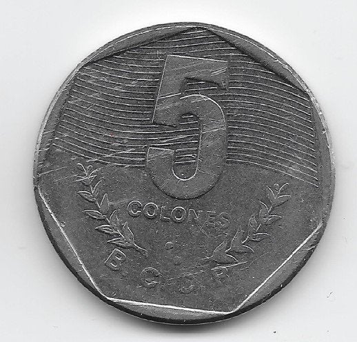 Costa Rica 5 colones 1985 KM# 214.2, Verzenden, Midden-Amerika, Losse munt