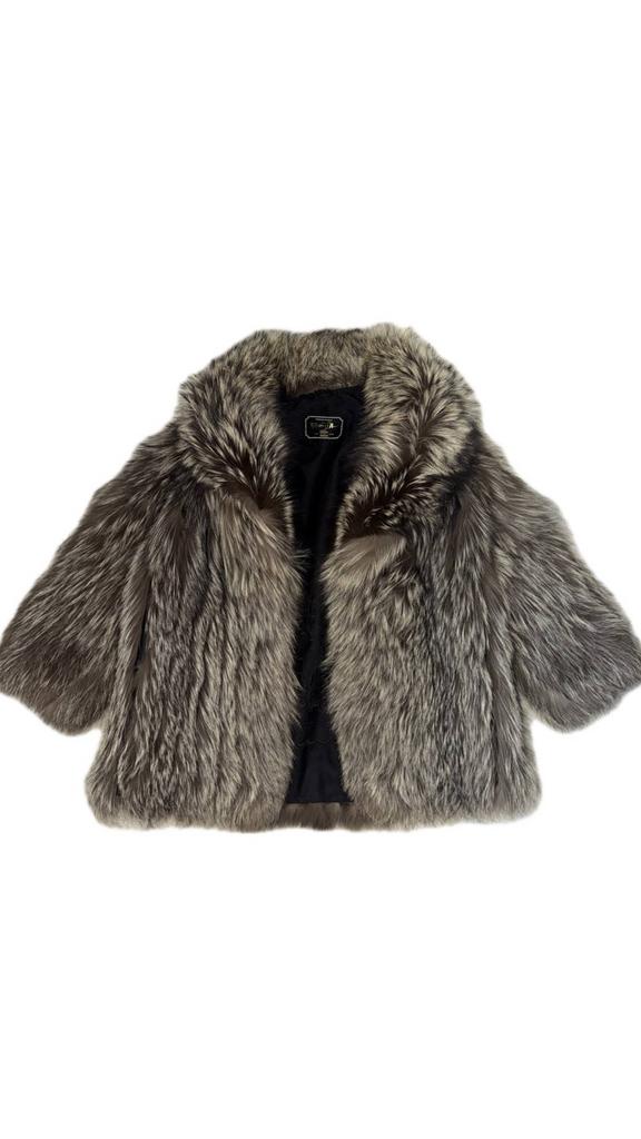 SAGA FOX Silver Fox Real Fur Coat, Kleding | Dames, Jassen | Winter, Ophalen of Verzenden, Zo goed als nieuw, Maat 38/40 (M), Grijs