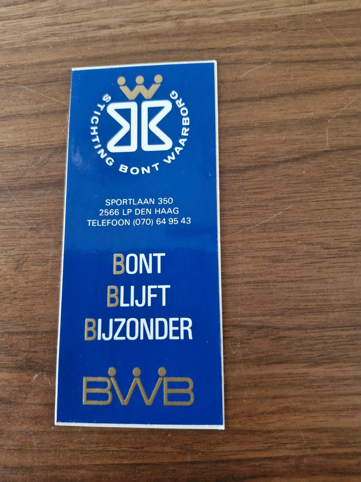 10265 Vintage Stichting Bont Waarborg Sticker - BWB, Ophalen of Verzenden, Nieuw, Overige typen