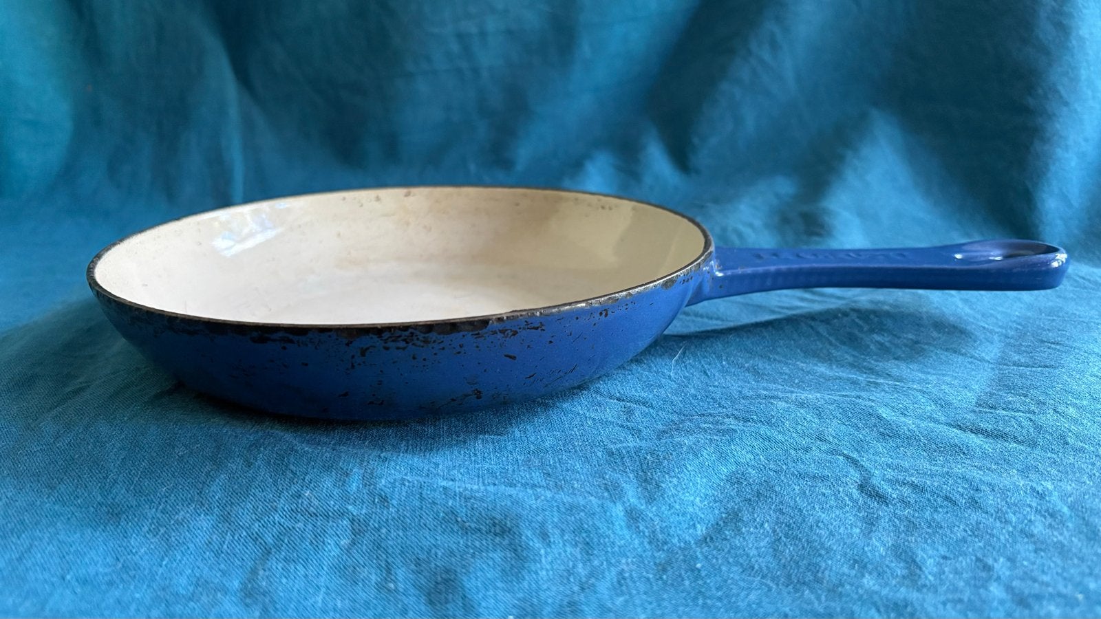 Le Creuset Koekenpan - Blauw Gietijzer, Koekenpan, Gebruikt, Gietijzer, Le Creuset
