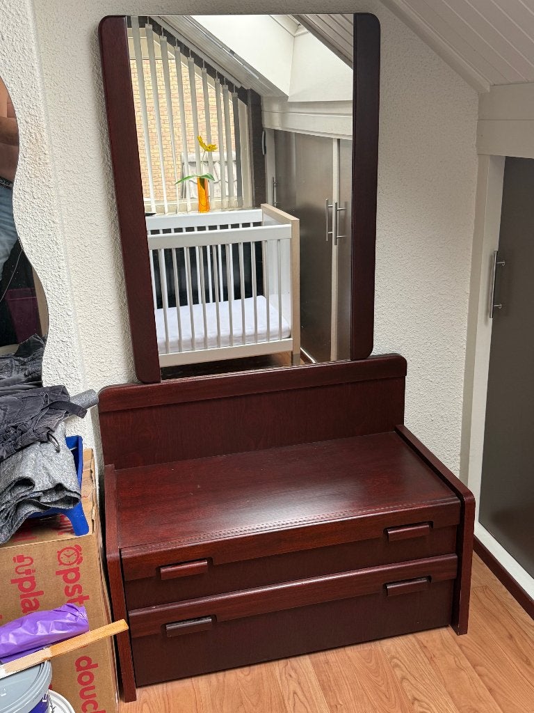 Te koop: kaptafel mahonie kleur., Ophalen, Gebruikt, 50 tot 100 cm, 150 tot 200 cm