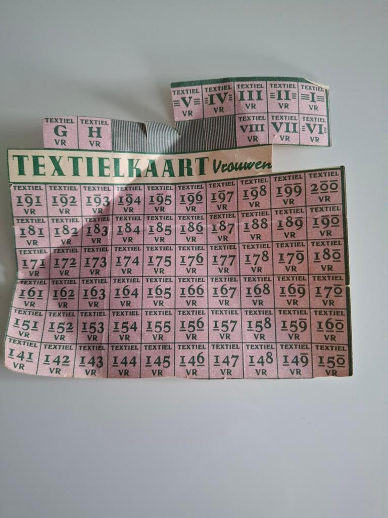 Vintage Textielkaart Vrouwen - Oorlogstijd Bonnen, Ophalen of Verzenden