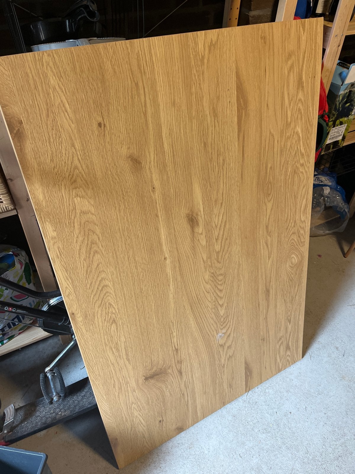 Eikenhouten tafelblad met metalen onderstel, 100 tot 150 cm, Eikenhout, Zo goed als nieuw, Rechthoekig