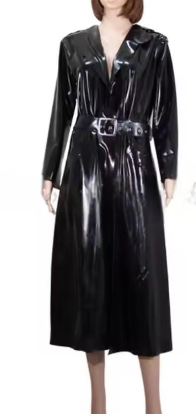 Latex trenchcoat, tm 2XL, Kleding | Dames, Verzenden, Nieuw, Maat 34 (XS) of kleiner, Zwart