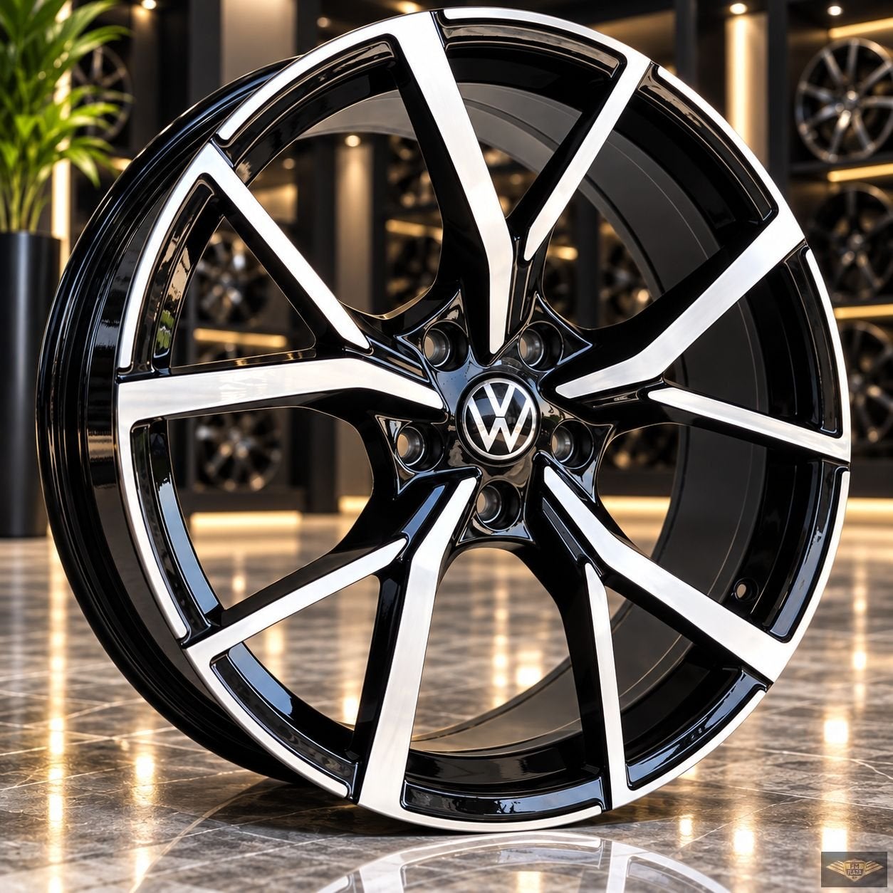 19 inch 5x112 VW Golf 8 (Estoril Look) Zwart/Gepolijst Velge, 19 inch, Velg(en), -, -