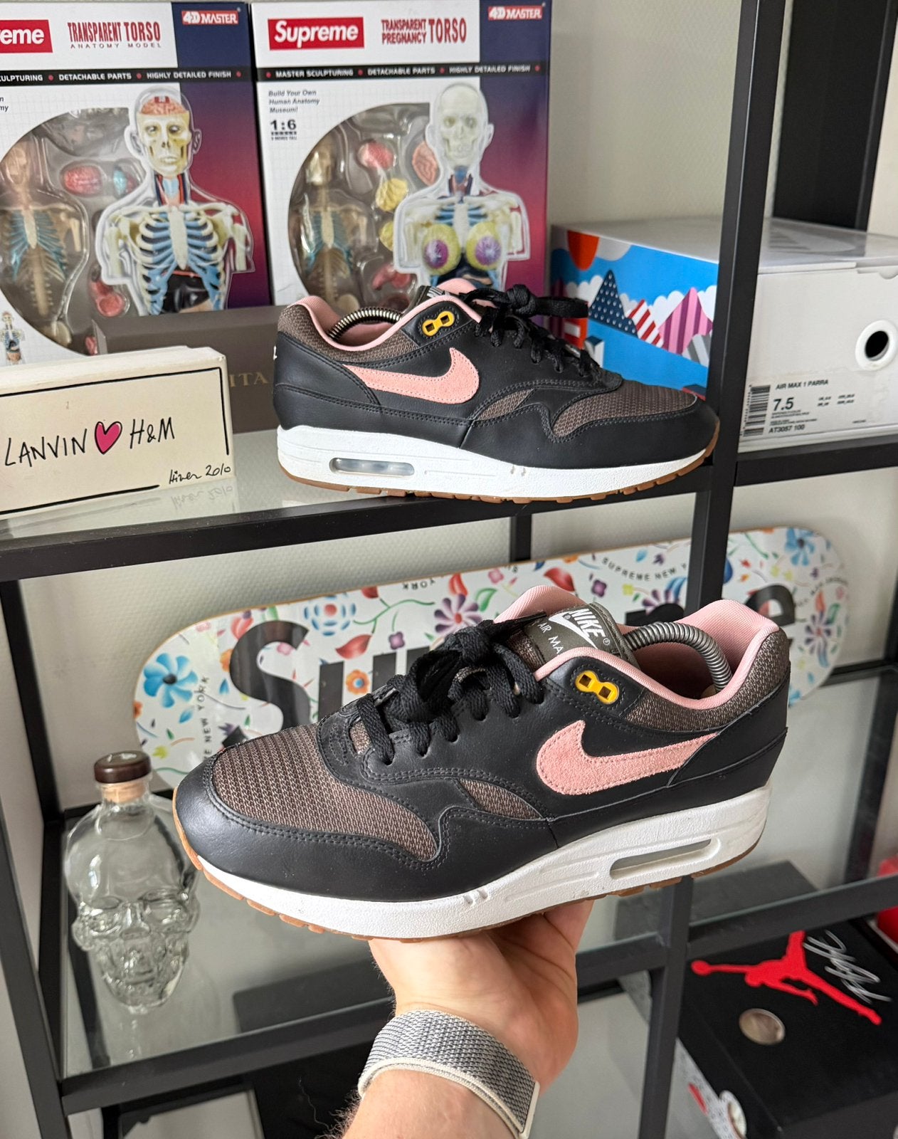 Nike Air Max 1 By You Black Salmon, Kleding | Heren, Schoenen, Overige kleuren, Ophalen of Verzenden, Sneakers of Gympen, Zo goed als nieuw