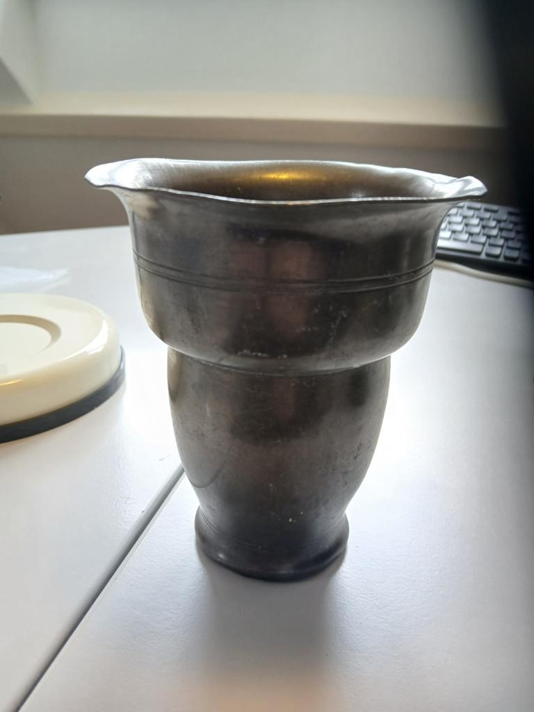 Antieke tinnen beker, ca. 13 cm hoog, Antiek en Kunst, Antiek | Tin, Ophalen of Verzenden
