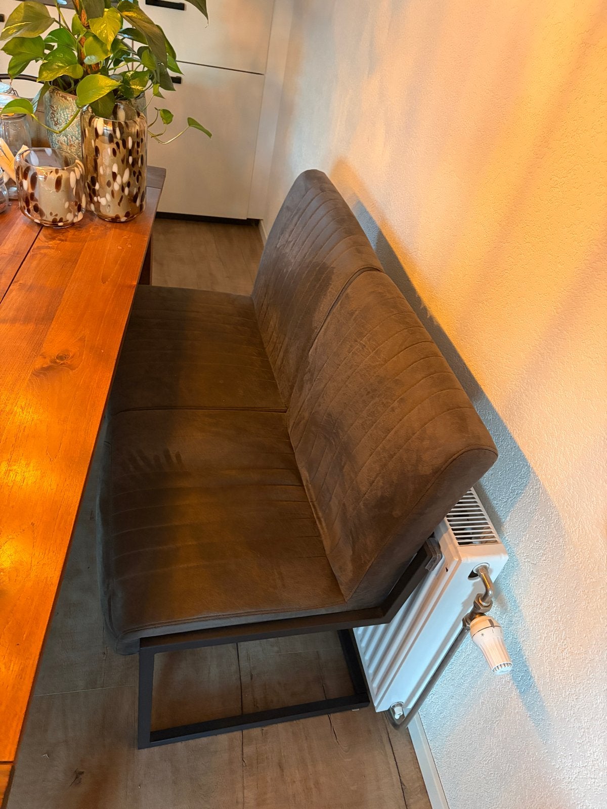 Moderne eetbank - 117 cm breed, 90 cm hoog, Ophalen, Gebruikt, Twee, Stof