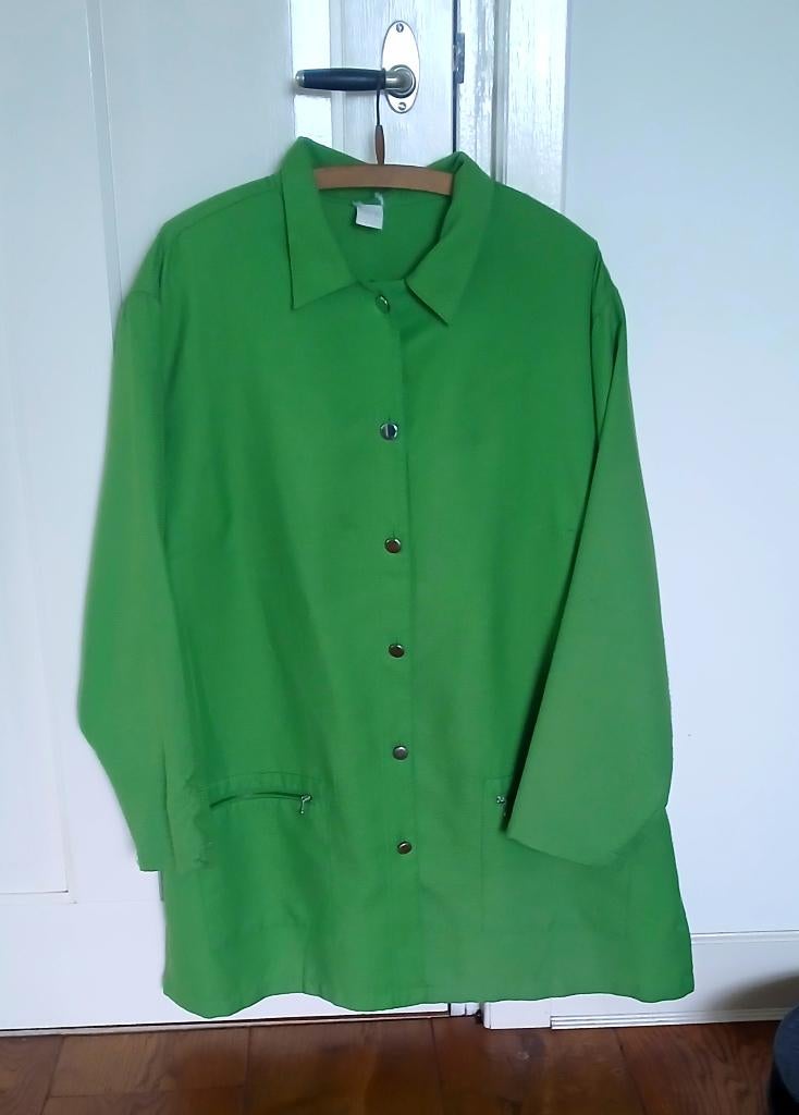 Vintage appelgroen vestje, jasblouse,  bloes met knopen, Kleding | Dames, Ophalen of Verzenden, Gedragen, Maat 46/48 (XL) of groter