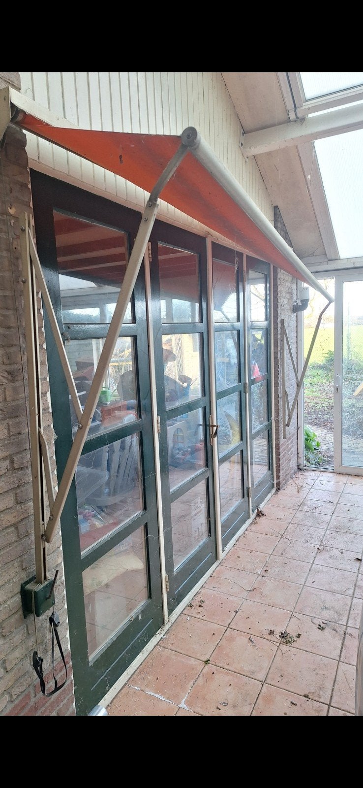 Hardhouten Tuindeuren met dubbel glas (4 stuks), Ophalen, Gebruikt, 80 tot 100 cm, 215 cm of meer