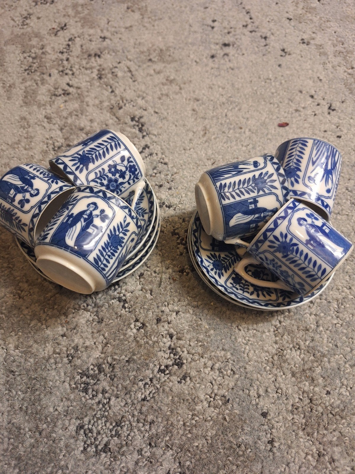 Set van 6 Delfts Blauwe Espresso Kopjes met Schotels, Antiek en Kunst, Ophalen