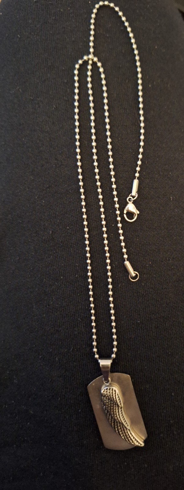 RVS Ketting met Vleugel Hanger - Nieuw, Nieuw, Ophalen of Verzenden, Zilver, Overige materialen