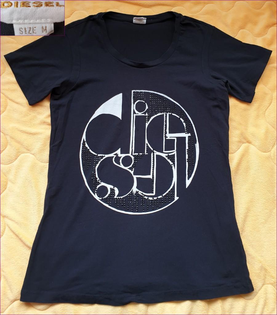 DIESEL zwarte T-shirt met witte opdruk maat M zgan, Maat 38/40 (M), Zwart, Ophalen of Verzenden, Zo goed als nieuw
