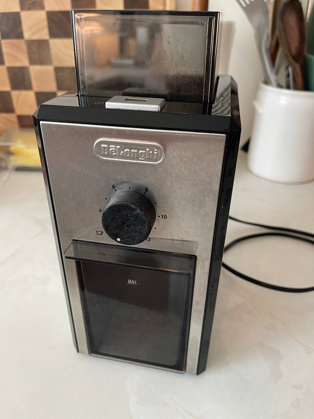 De'Longhi KG89 Koffiemolen - Zilver, Gebruikt, Overige modellen, 10 kopjes of meer, Koffiebonen