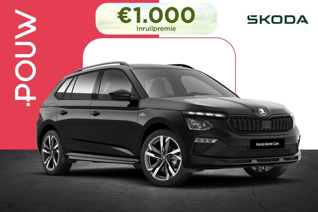 Skoda Kamiq 1.0 TSI 115pk DSG Monte Carlo | Winter Premium P, Auto's, Skoda, 12 maanden, Zwart, Bedrijf, Nieuw