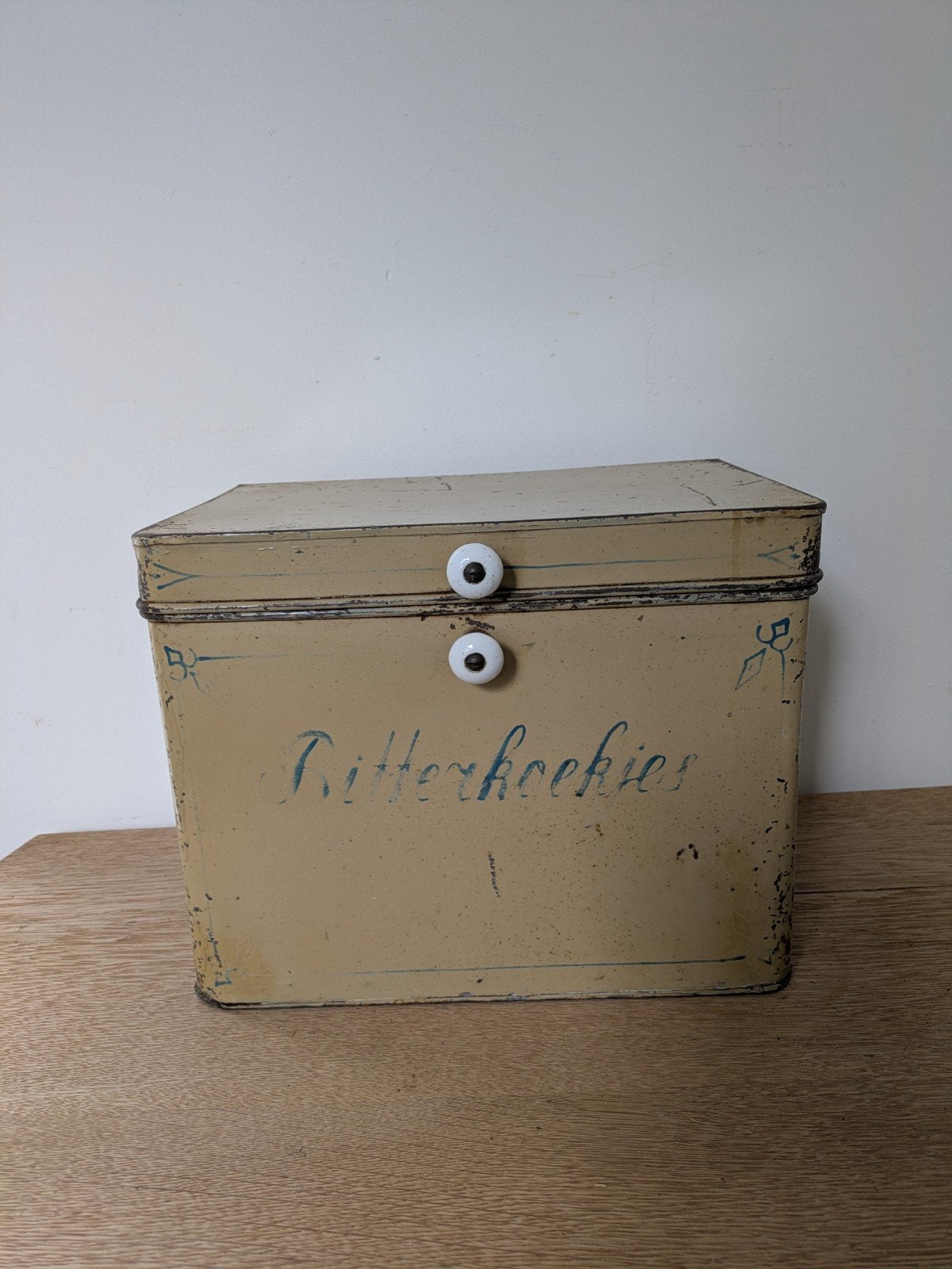 Antiek Bakkersblik "Bitterkoekjes", Ophalen of Verzenden