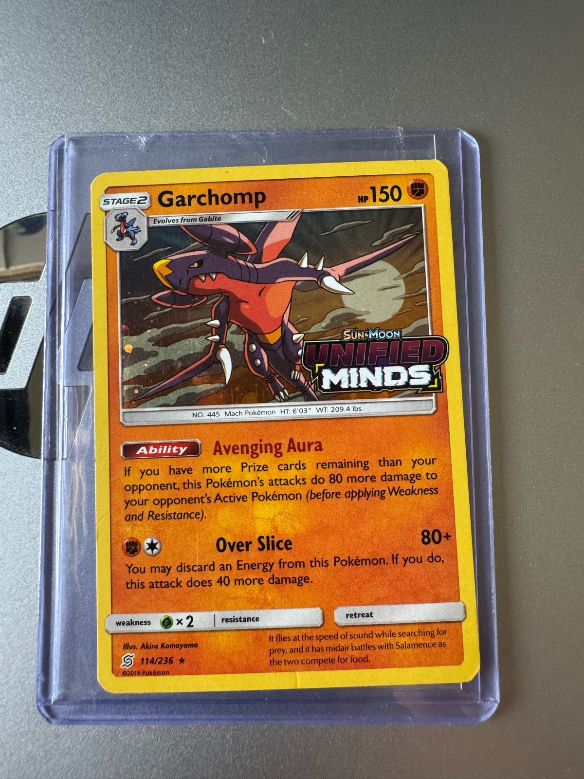 Garchomp Pokémon kaart - Sun & Moon Unified Minds, Ophalen of Verzenden, Zo goed als nieuw, Losse kaart