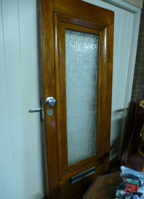 zware buitendeur met groot raam, 201 cm hoog x 82,5 cm breed, Ophalen, 80 tot 100 cm, 200 tot 215 cm, Glas