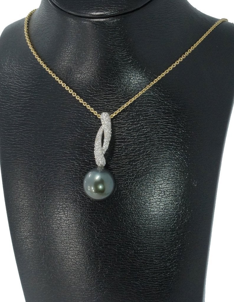 Tientallen diamanten 18k gouden luxe parel ketting hanger, Verzenden, Zo goed als nieuw, Met edelsteen, Info@voordeelsieraden.nl
