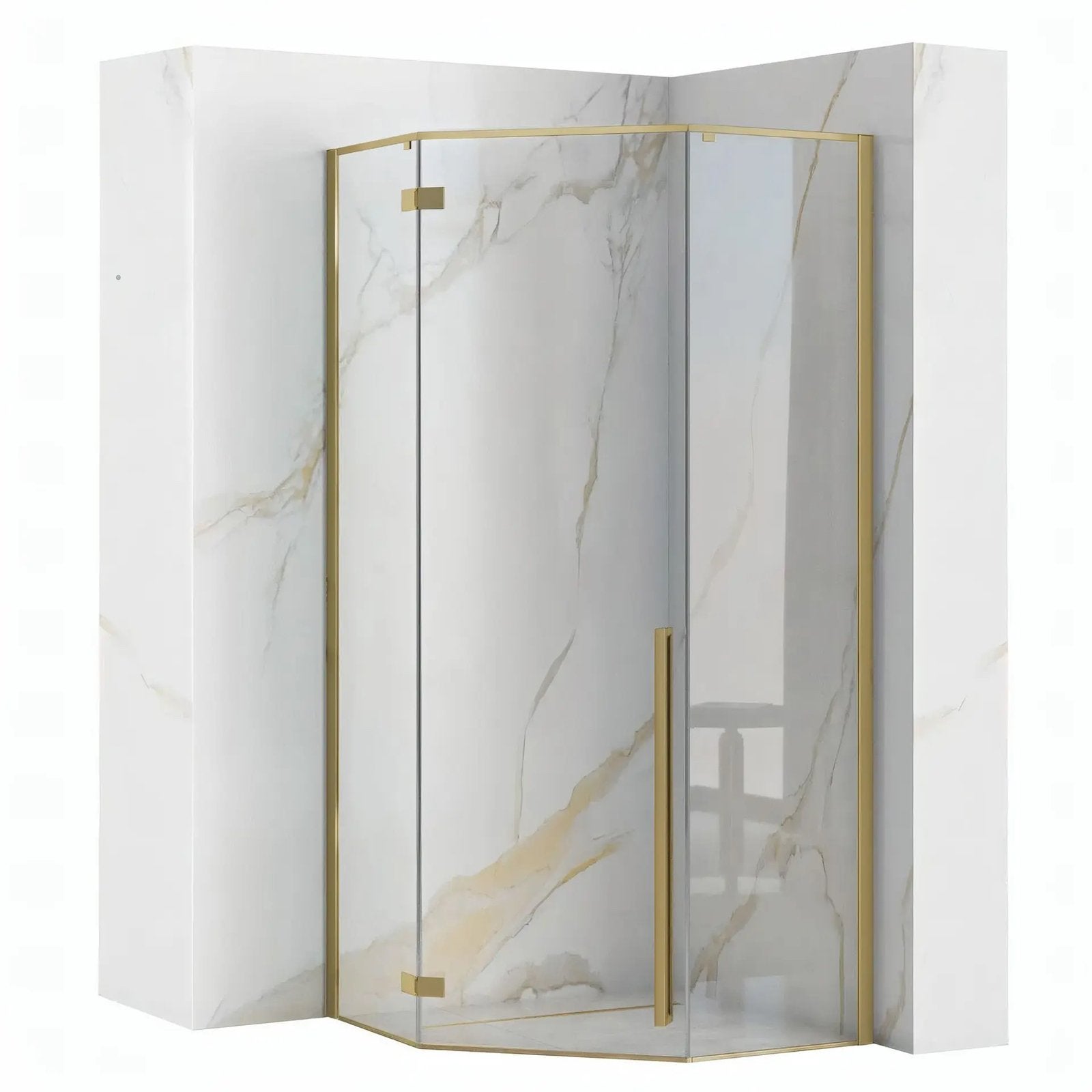 Rea nieuwe Diamond BRUSH GOLD 100x100 Douchecabine, Ophalen, Nieuw, Met douche