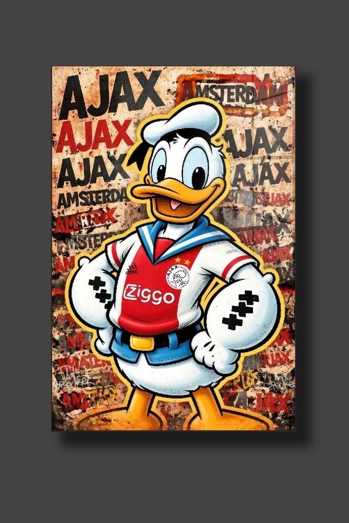 Donald Duck Ajax Amsterdam plexiglas Schilderij, Antiek en Kunst, Kunst | Schilderijen | Modern, Ophalen of Verzenden