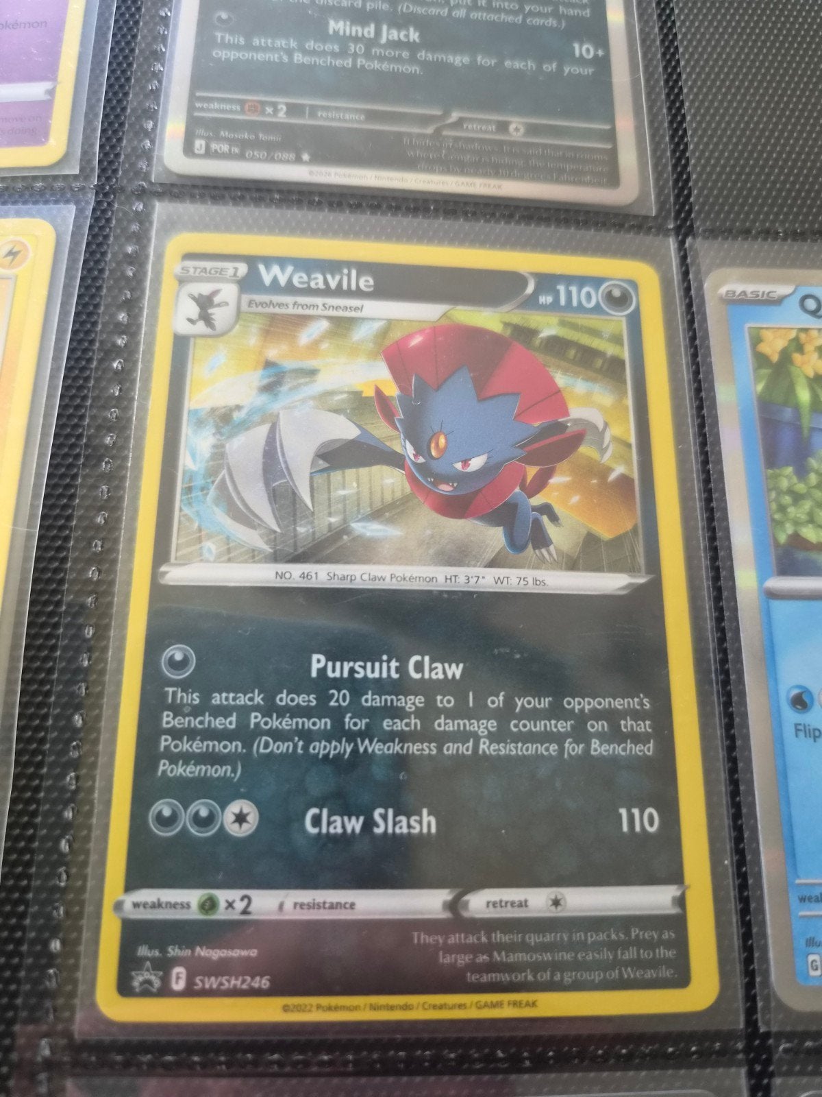 Pokémon Kaart: Weavile SWSH246 (Zeldzaam), Ophalen of Verzenden, Zo goed als nieuw, Losse kaart