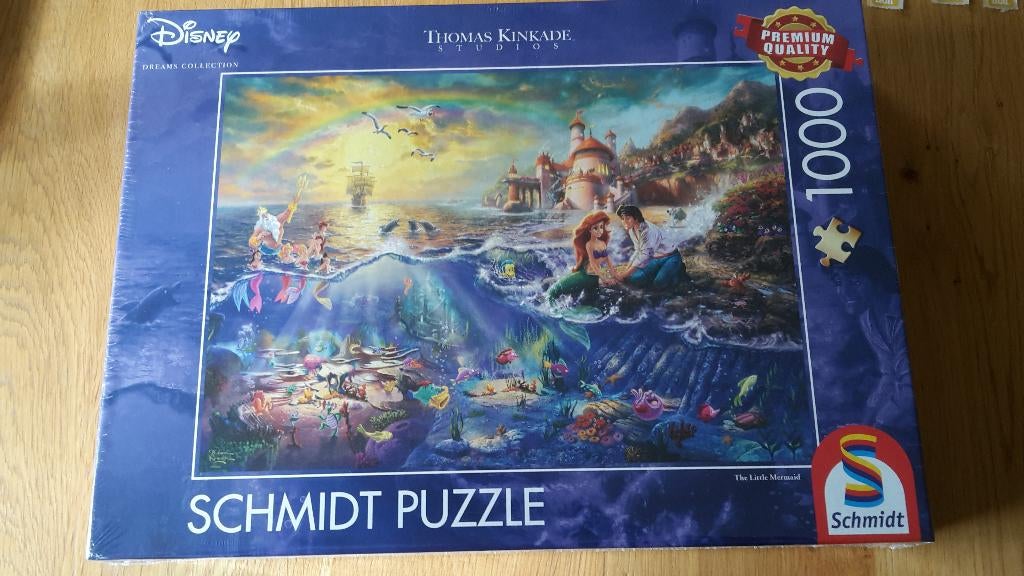 Thomas Kinkade Walt Disney de kleine zeemeermin puzzel nieuw, Ophalen of Verzenden, 500 t/m 1500 stukjes, Nieuw, Legpuzzel