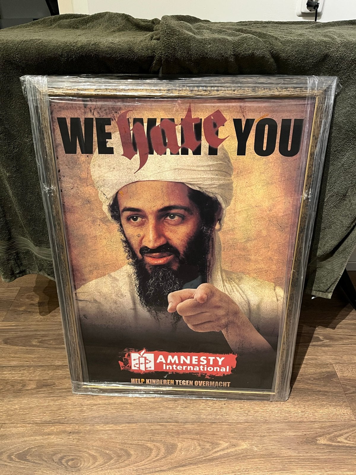 Bin Laden Amnesty Poster - Ingelijst, Uncla Sam Stijl, Ophalen, Met lijst, A1 t/m A3, Overige onderwerpen