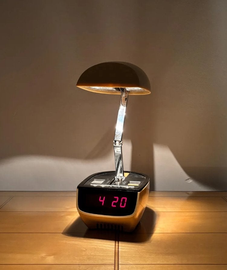 Vintage tafellamp + klok - Lamp  Timco jaren 70, Ophalen of Verzenden