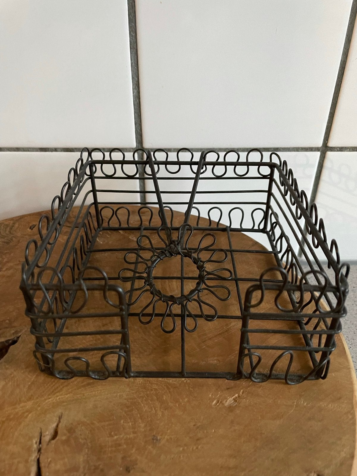 Brocante servettenhouder servetten metaal, Ophalen of Verzenden, Zo goed als nieuw
