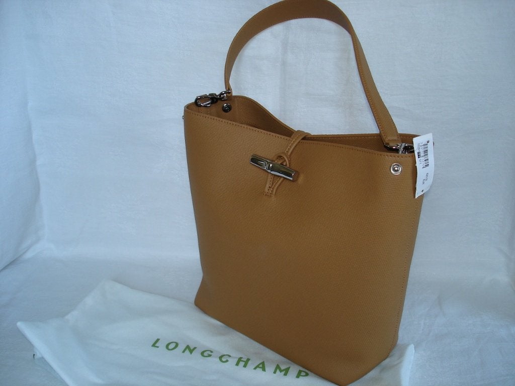 Longchamp beige/camel grote leren handtas Le Roseau Nieuw, Ophalen of Verzenden, Nieuw, Beige, Handtas