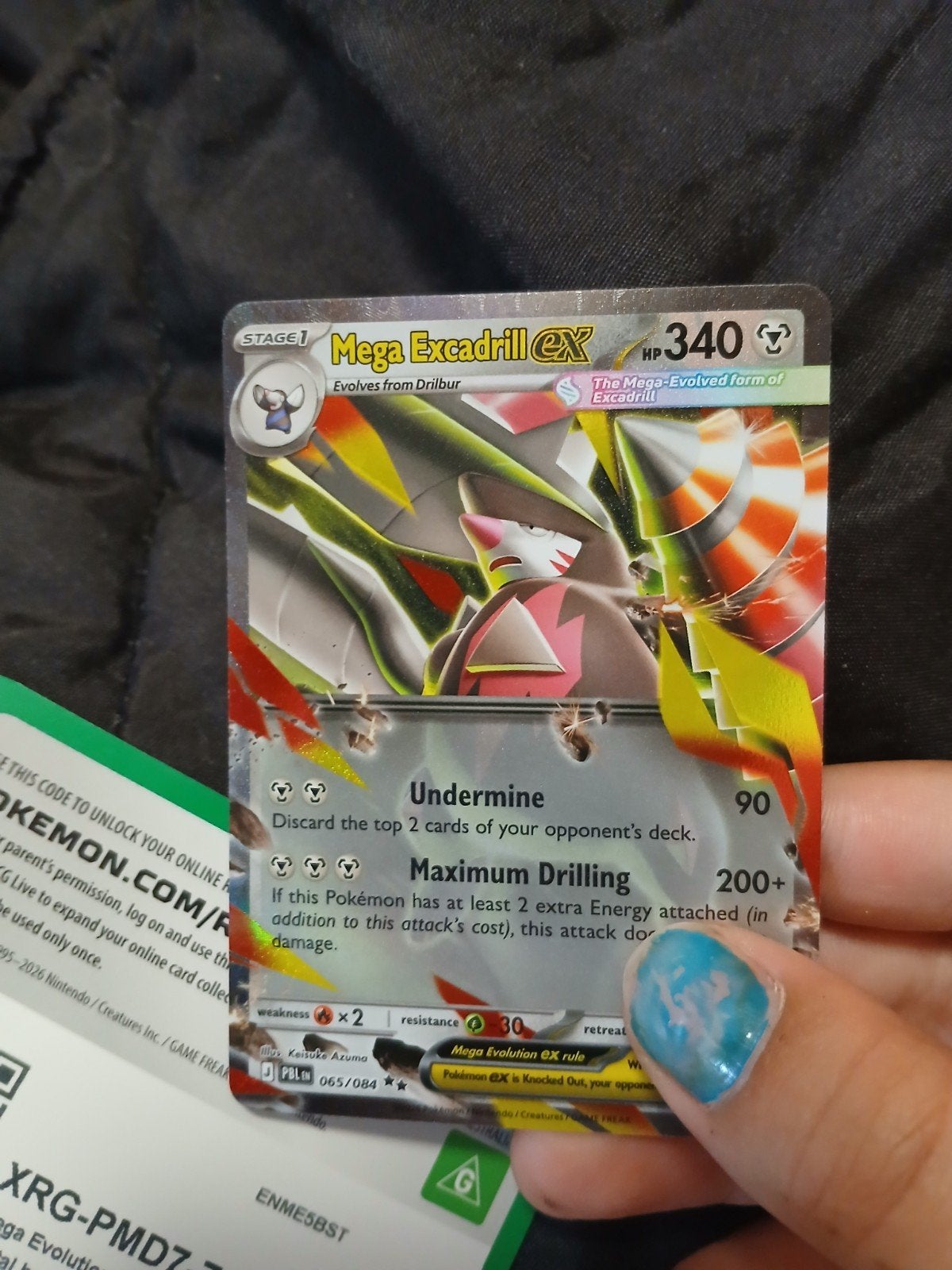 Pokemon Kaart Mega Excadrill EX - Zeldzaam Holografisch, Ophalen, Gebruikt, Losse kaart, Foil