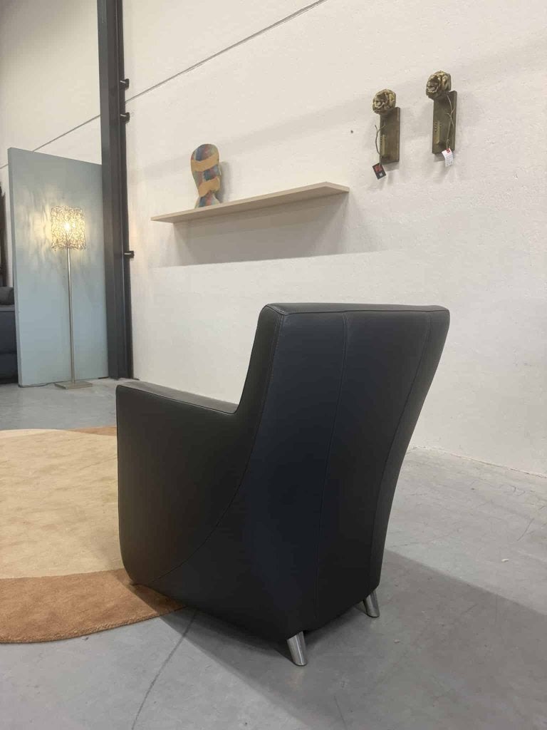 Leolux Dolcinea Fauteuil +3 Grijs leer Design Stoel, Info@leolux.nl, Ophalen of Verzenden, Leolux, Gebruikt