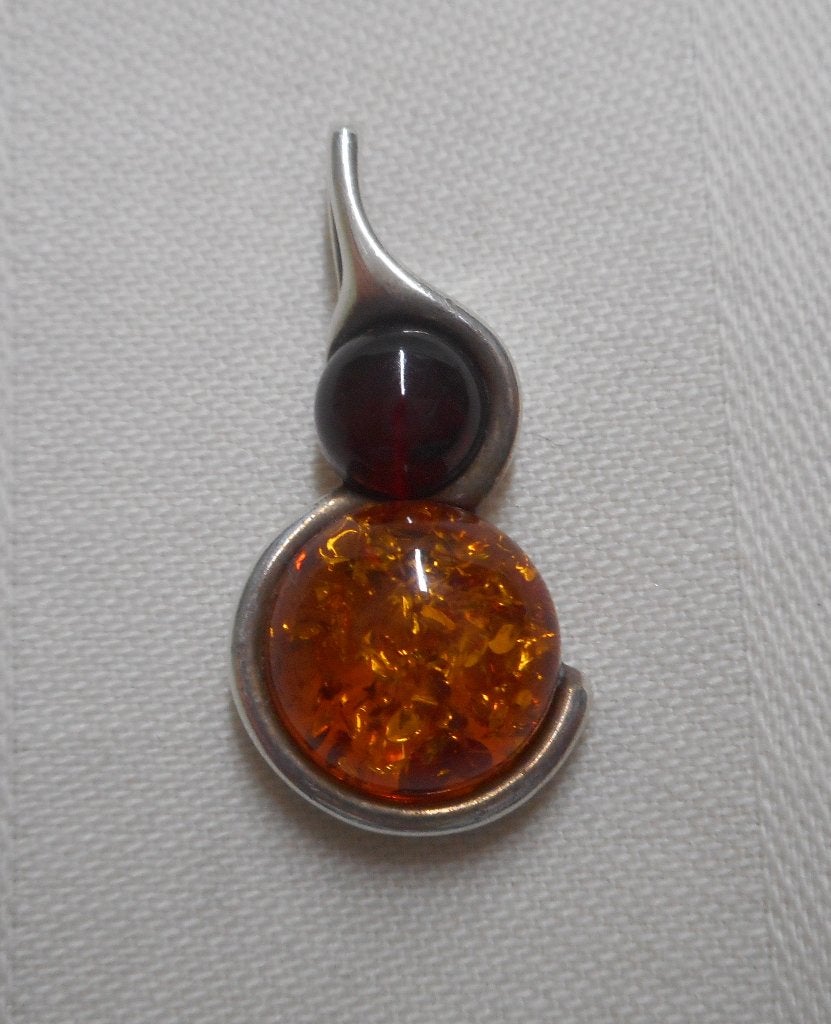 Zilveren hanger met barnstenen nr.1388, Sieraden, Tassen en Uiterlijk, Verzenden, Zo goed als nieuw, Zilver, Zilver