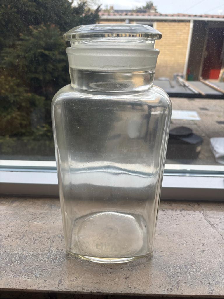 Vintage Glazen Apothekerspot met Glazen Stop, Antiek en Kunst, Ophalen