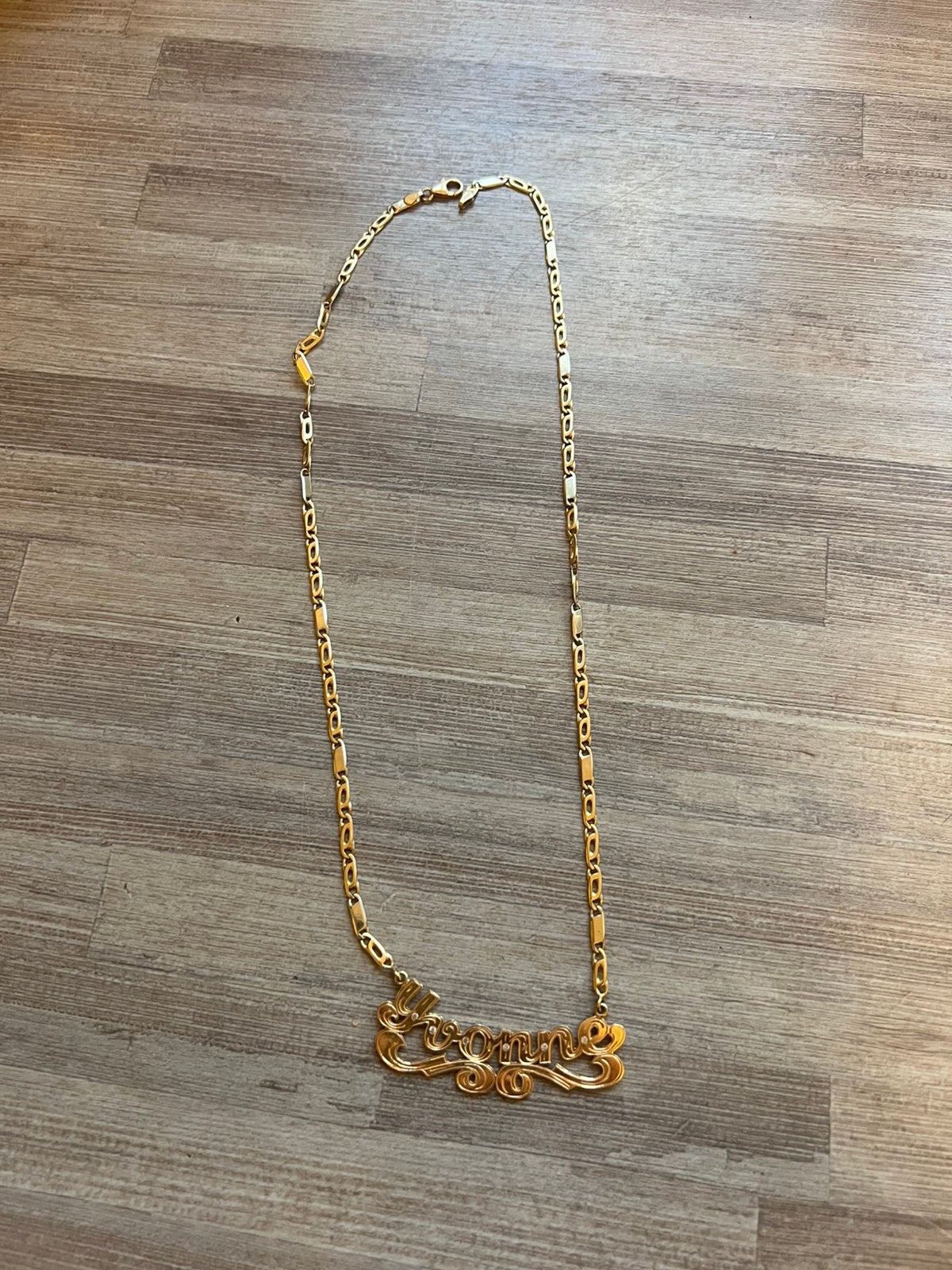 Gouden ketting met naamplaat 585 gemerkt, Sieraden, Tassen en Uiterlijk, Kettingen, Ophalen, Zo goed als nieuw, Goud, Goud