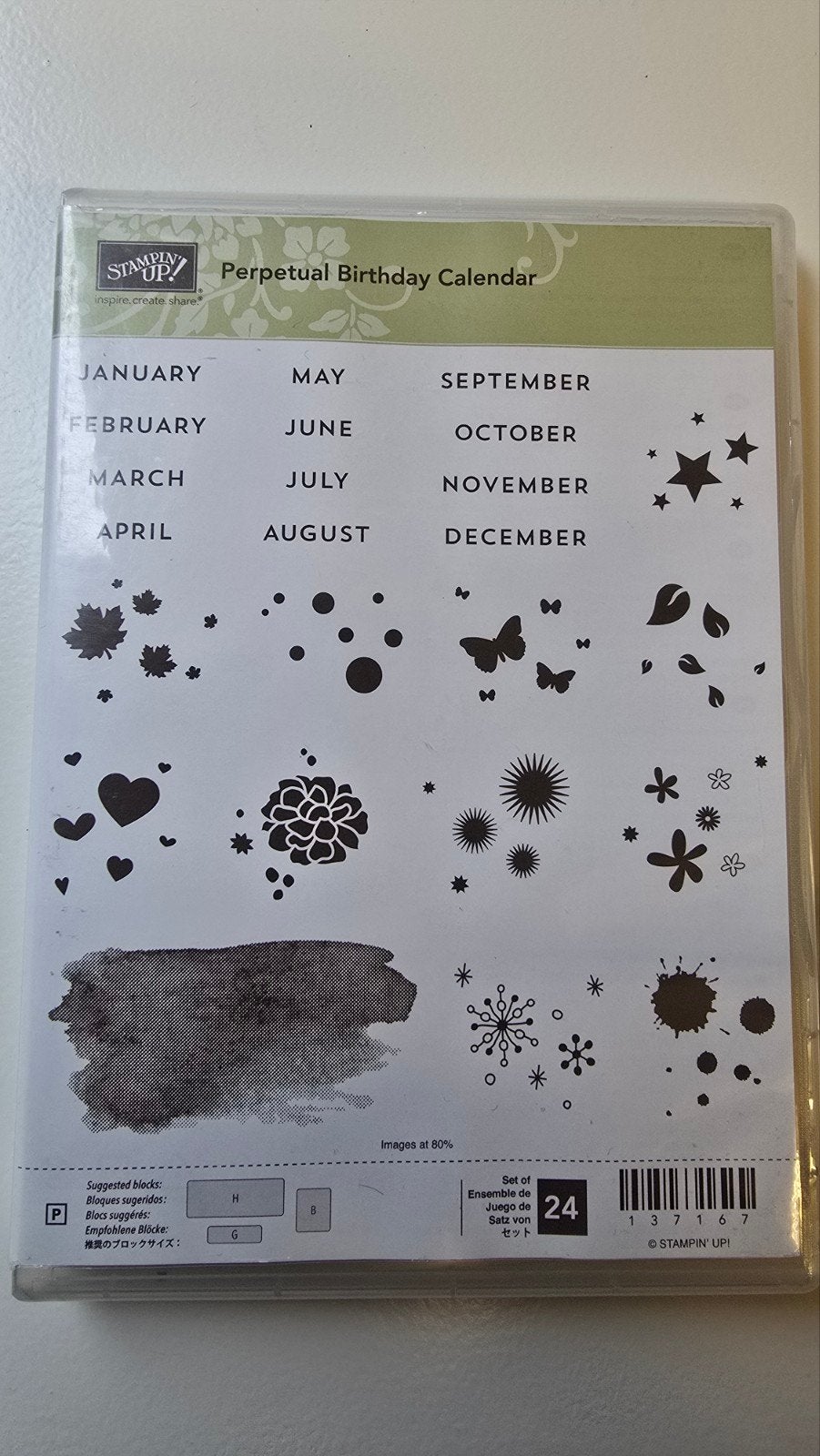 Stampin up stempelset perpetual birthday calendar, Hobby en Vrije tijd, Ophalen of Verzenden, Gebruikt