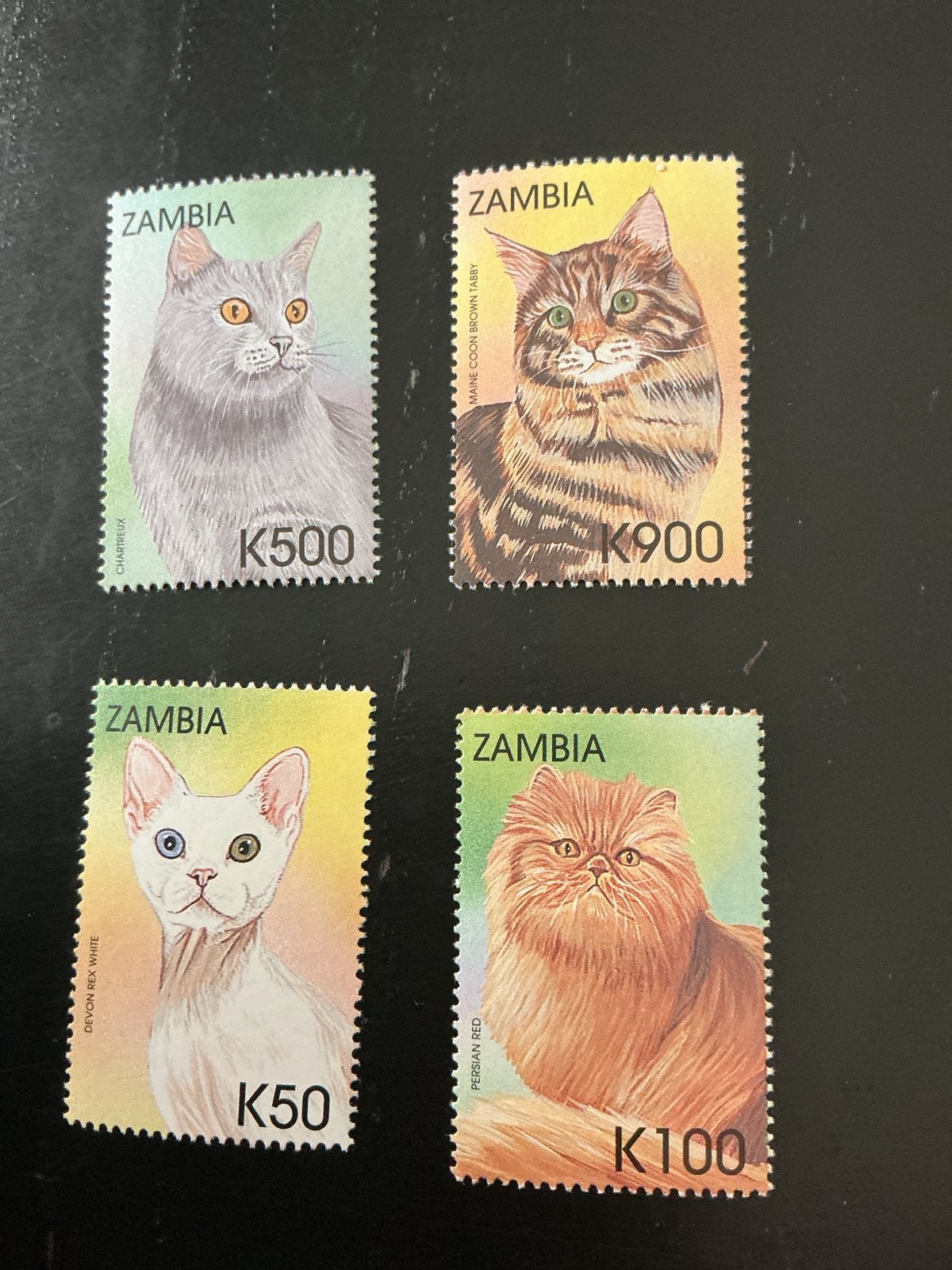 Zambia Katten Postzegels - 4 Stuks, Ophalen of Verzenden, Postfris, Dier of Natuur