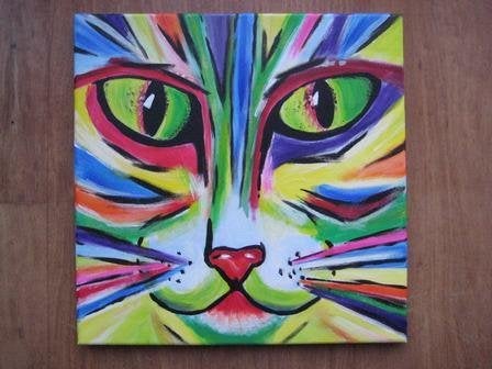 Schilderij Colour Cat (40 x 40 cm.), Ophalen, Minder dan 50 cm, Oorspronkelijke maker, Nieuw
