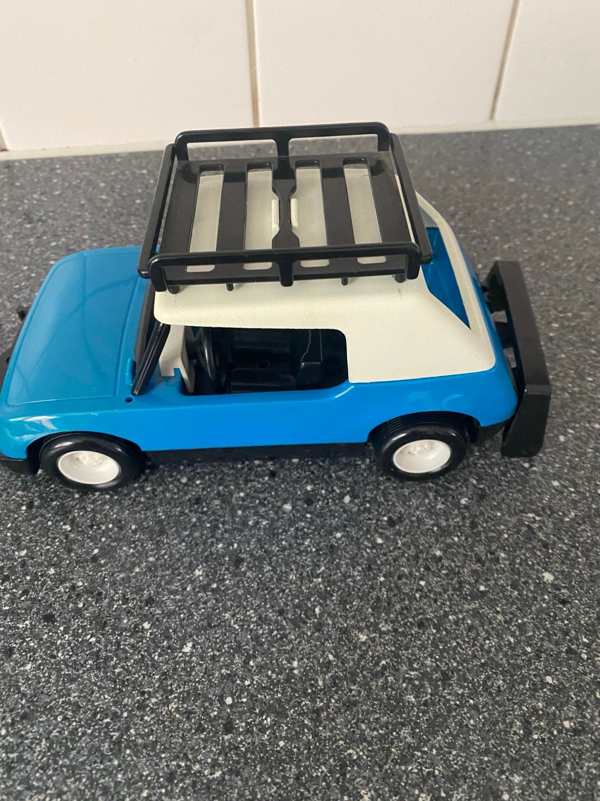 Vintage Playmobil auto blauw/wit met imperiaal, Ophalen of Verzenden, Gebruikt