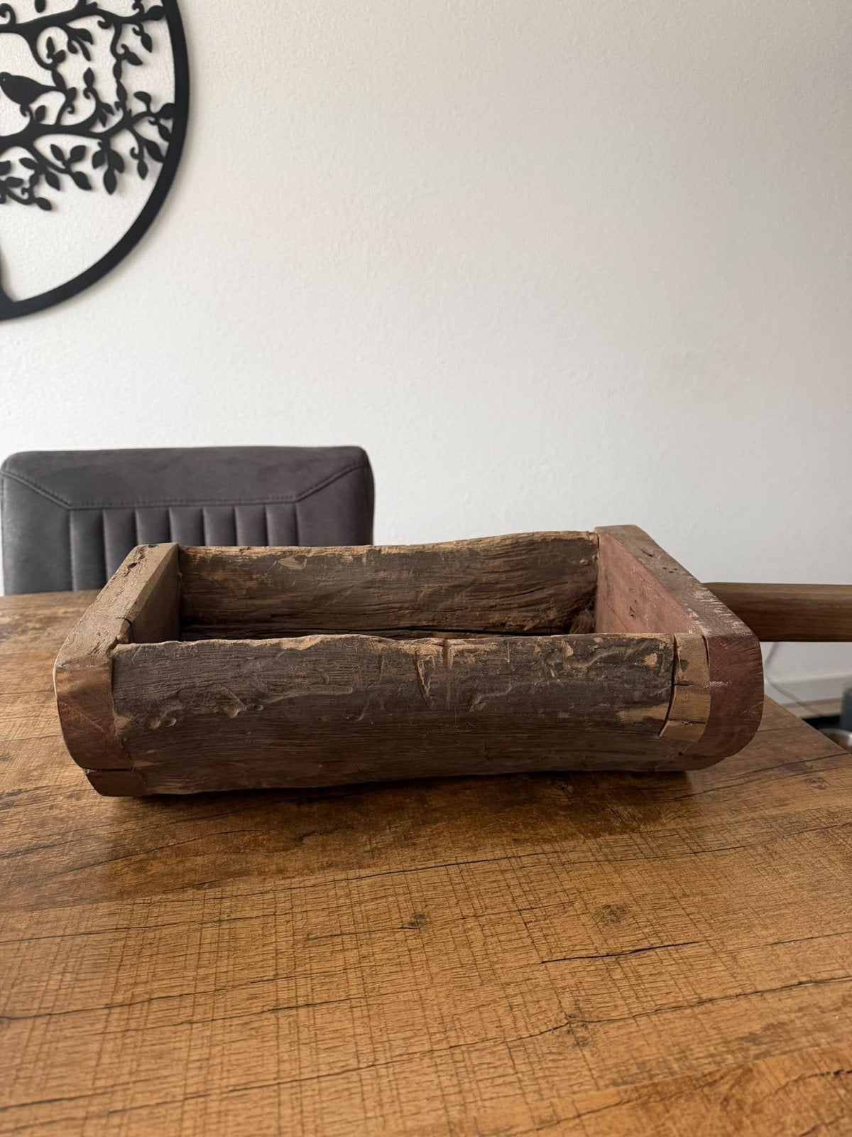 Decoratie Houten trog, Met handvatten, Schaal, Ophalen of Verzenden, Zo goed als nieuw