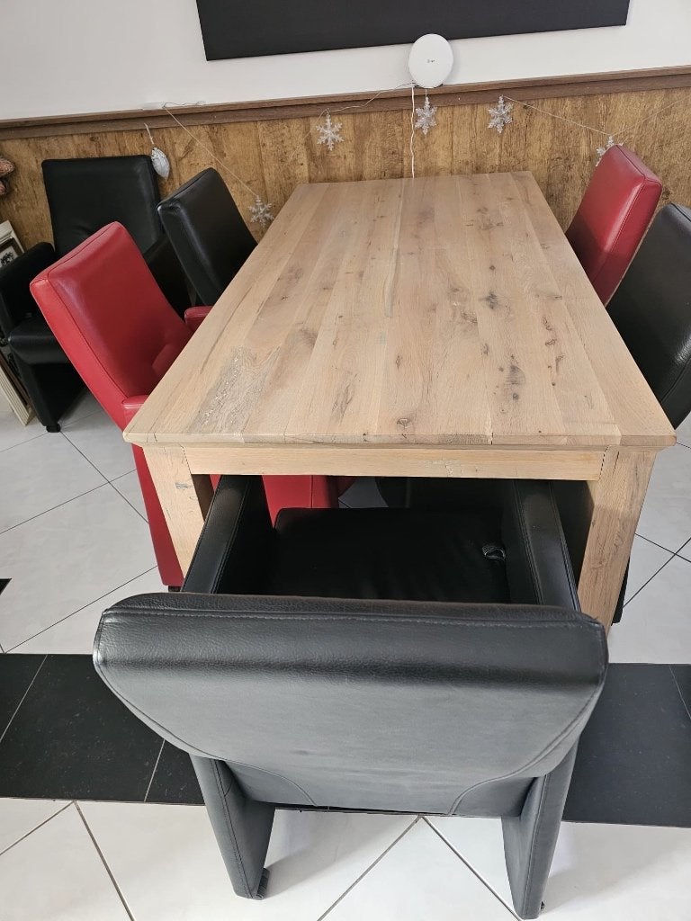 Mooie complete eetkamerset Eettafel + 6 stoelen, Ophalen, Gebruikt, 50 tot 100 cm, Vijf personen of meer