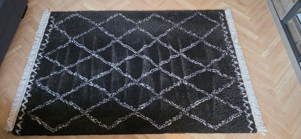 Zwart-wit vloerkleed met ruitpatroon (150x250 cm), 100 tot 150 cm, Zwart, 200 cm of meer, Ophalen of Verzenden