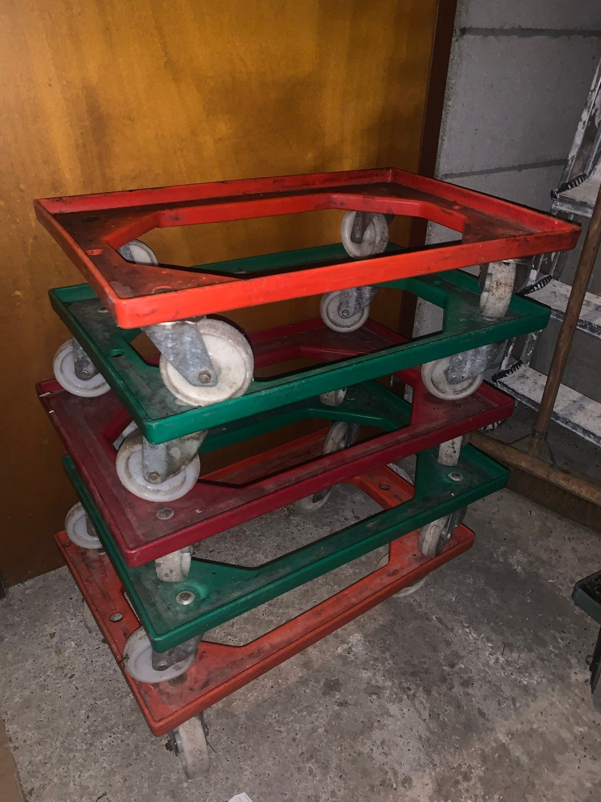 Set van 4 verrijdbare transportplaten, Minder dan 60 liter, Ophalen, Gebruikt, Transportkar