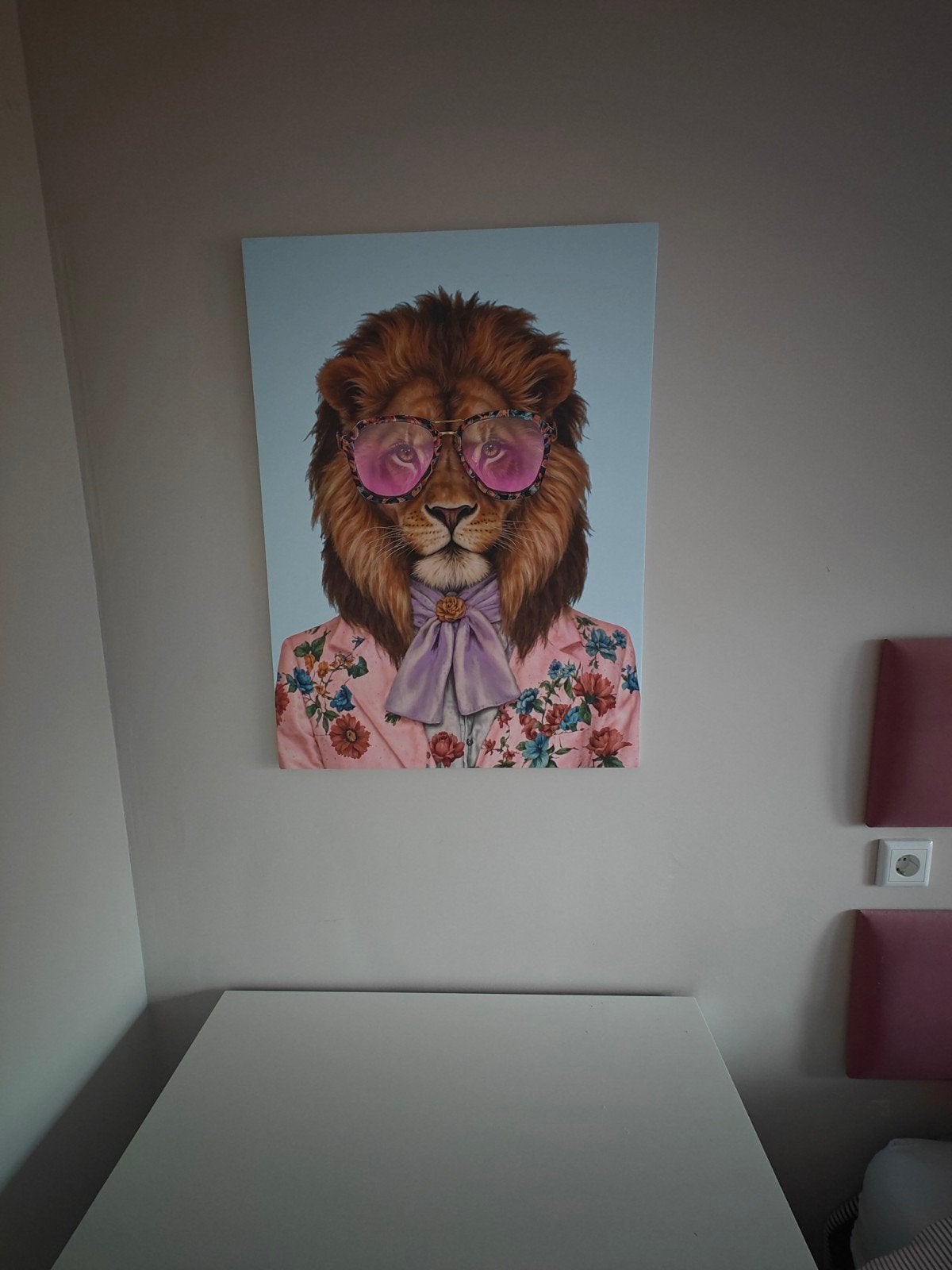 Stijlvolle Leeuw met Zonnebril Canvas Schilderij, Huis en Inrichting, Woonaccessoires | Schilderijen, Tekeningen en Foto's, Ophalen