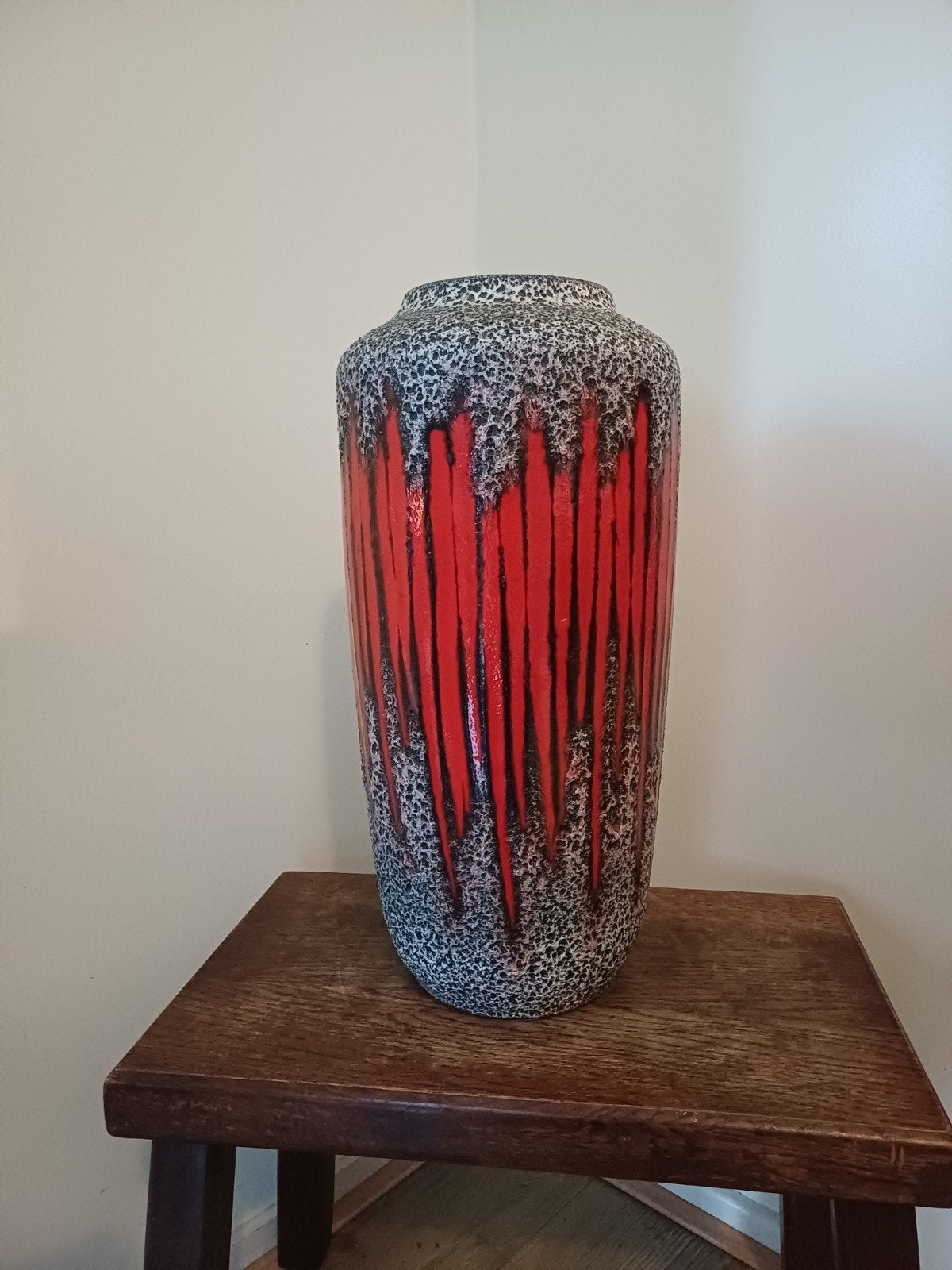 Vintage West Germany Fat Lava Vaas Rood Zwart 45cm, Ophalen of Verzenden