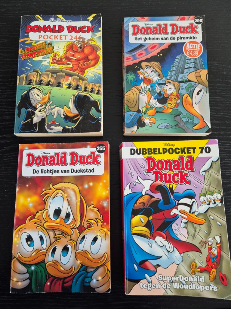 Donald Duck Pocket en Dubbelpocket Collectie (4 stuks), Meerdere stripboeken, Ophalen of Verzenden, Gelezen