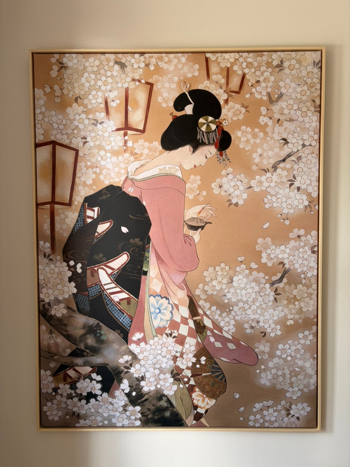 Posterlounge canvas Hana Akari 120x160cm + lijst naturel, Antiek en Kunst, Ophalen